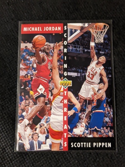 Michael Jordan & Scottie Pippen UPPER DECK SCORING THREATS DUAL BULLS CARD