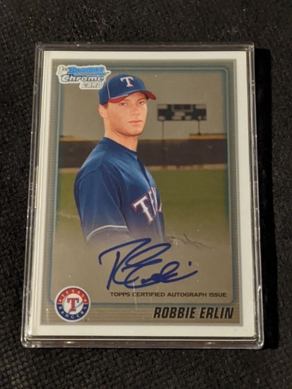 2010 Bowman Chrome #BCP219 Robbie Erlin Autograph  Rangers Rookie RC Baseball Card