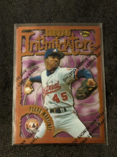 1996 TOPPS FINEST BASEBALL INTIMIDATORS #27 PEDRO MARTINEZ with peel