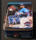 1996  Ken Griffey Jr Metalic Impressions Tin box of 5 Embossed All Metal cards/ Major League metal