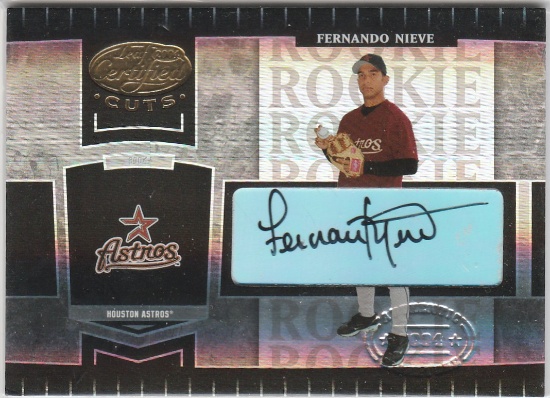 FERNANDO NIEVE AUTOGRAPHED 2004 LEAF CERTIFIED CUTS INSERT CARD WITH COA