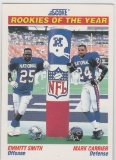 EMMIT SMITH/MARK CARRIER RC 1991 SCORE, ROOKIES OF THE YEAR OFFENSE AND DEFENSE #675