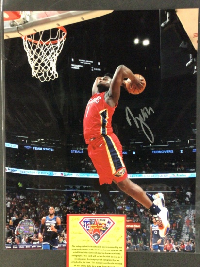 Zion Williamson New Orleans Pelicans Autographed 8x10 with Coa