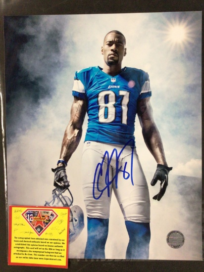 Calvin Johnson Detroit Lions autographed 8x10 with Coa