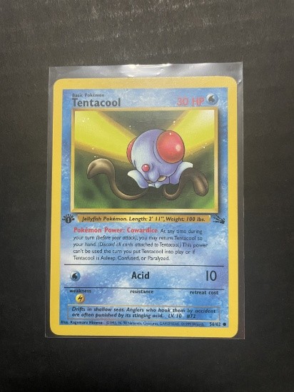 1999 Pokemon Fossil Common Tentacool 1st edition card
