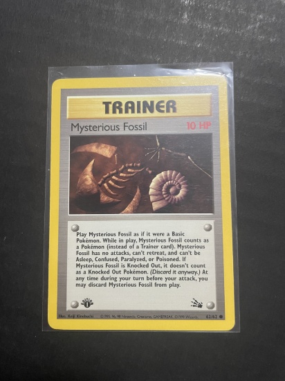 1999 Pokemon Mysterious Fossil 62/62 1st edition card