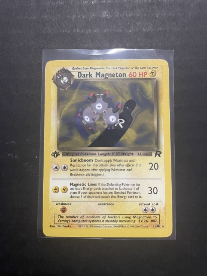 1999 Pokemon Team Rocket Dark Magneton 28/82 1st edition card