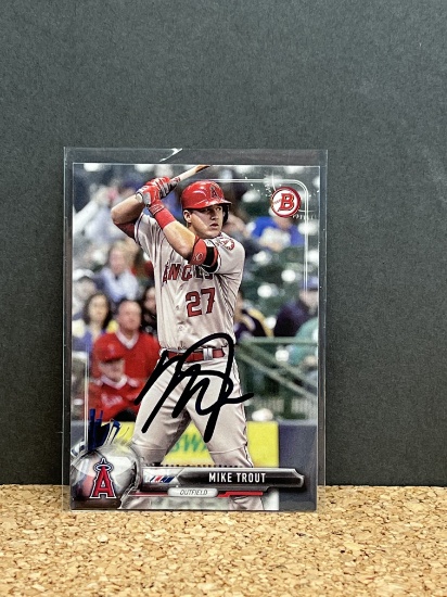 Mike Trout Signed 2017 Topps Los Angeles Angels # 100 With COA