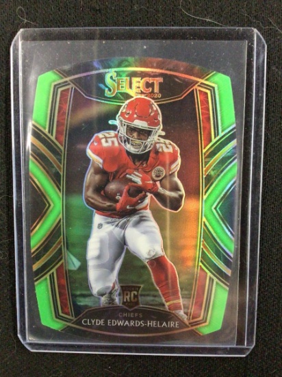 2020 PANINI SELECT CLYDE EDWARDS HELAIRE NEON GREEN DIE CUT PRIZM ROOKIE CARD RC CHIEFS