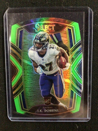 2020 PANINI SELECT J.K. DOBBINS NEON GREEN DIE CUT PRIZM ROOKIE CARD RC BALTIMORE RAVENS