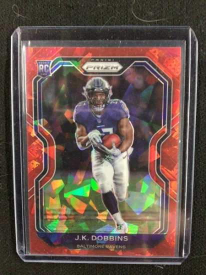 2020 PANINI PRIZM J.K. DOBBINS CRACKED RED ICE PRIZM ROOKIE CARD RC BALTIMORE RAVENS BV $$