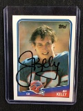 1988 TOPPS FOOTBALL #221 JIM KELLY AUTHENTIC AUTOGRAPH SIGNED CARD W/ RED CARPET COA