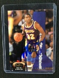 1992-93 TOPPS STADIUM CLUB MAGIC JOHNSON AUTHENTIC AUTOGRAPH SIGNED CARD W/ PRO CERT COA