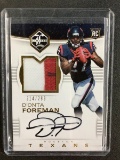 2018 PANINI LIMITED D'ONTA FOREMAN ROOKIE PATCH AUTOGRAPH SIGNED RC #'D 214/299 TEXANS