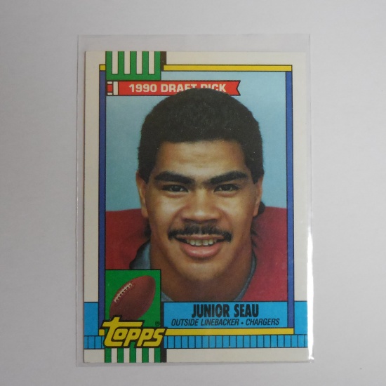 1990 TOPPS FOOTBALL JUNIOR SEAU ROOKIE CARD RC SAN DIEGO CHARGERS HOFER