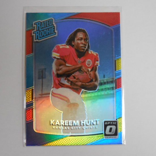 2017 PANINI DONRUSS OPTIC KAREEM HUNT RED YELLOW PRIZM RATED ROOKIE CARD RC CHIEFS BROWNS
