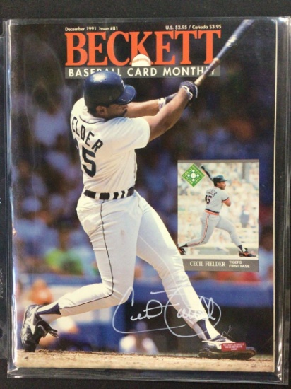CECIL FIELDER SIGNED MAGAZINE WITH RED CARPET COA TIGERS