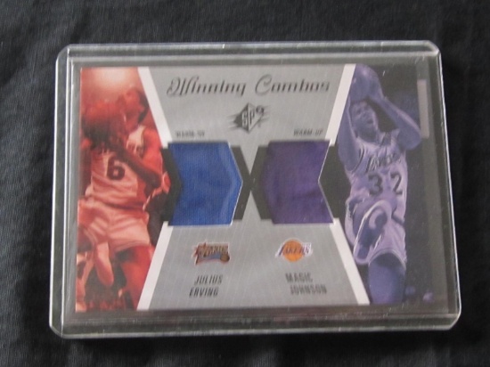 2003 SPX WINNING COMBOS JULIUS ERVING,MAGIC JOHNSON DUAL RELIC CARD