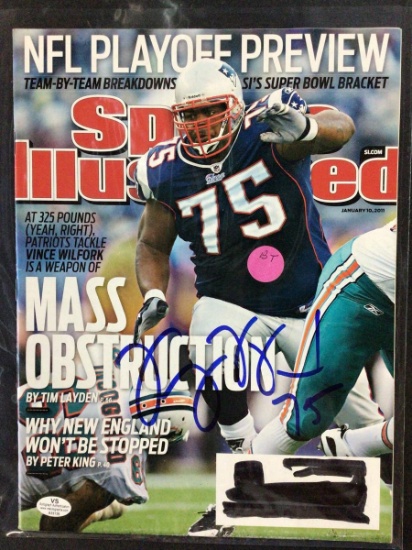 VINCE WILFORK SIGNED MAGAZINE WITH VS COA PATRIOTS