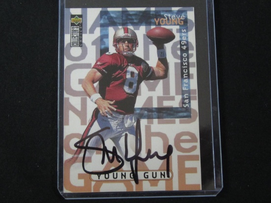 STEVE YOUNG SIGNED TRADING CARD WITH PRO CERT COA 49ERS