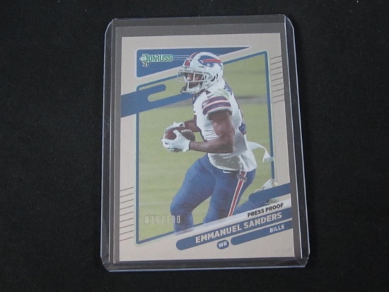 2021 DONRUSS EMMANUEL SANDERS /100 SILVER PRESS PROOF BILLS