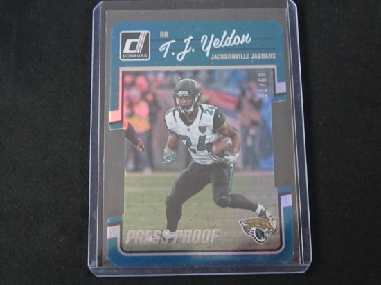 2016 DONRUSS T.J. YELDON /75 SILVER PRESS PROOF DIE CUT JAGUARS