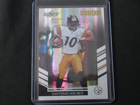 2007 SCORE SELECT SANTOINIO HOLMES /100 GOLD SCORECARD STEELERS
