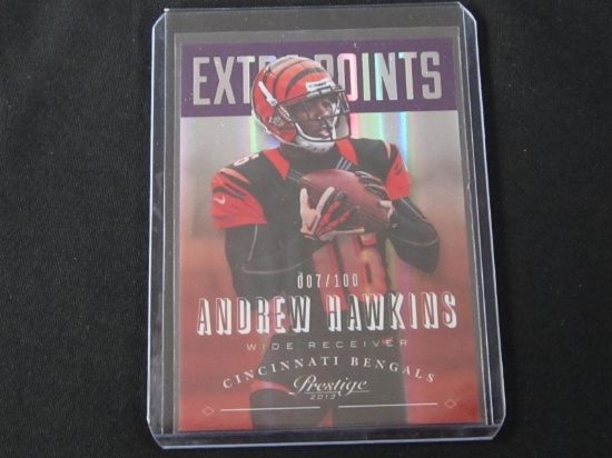 2013 PRESTIGE EXTRA POINTS ANDREW HAWKINS /100 SILVER HOLO BENGALS