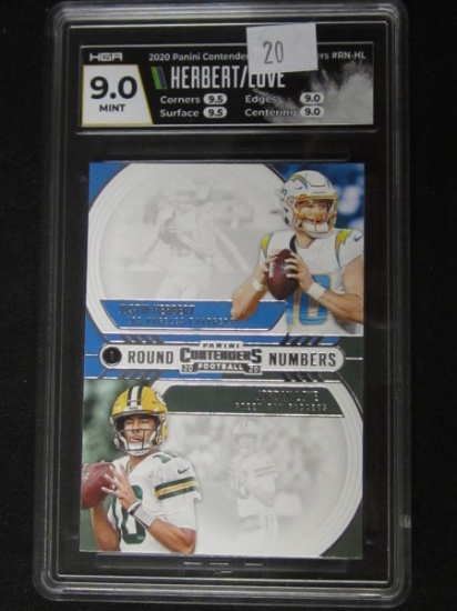 2020 CONTENDERS JUSTIN HERBERT JORDAN LOVE ROOKIE ROUND NUMBER MINT 9 HGA