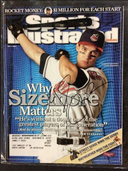 GRADY SIZEMORE SIGNED MAGAZINE WITH RED CARPET COA INDIANS
