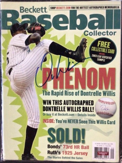 DONTRELLE WILLIS SIGNED MAGAZINE WITH RED CARPET COA