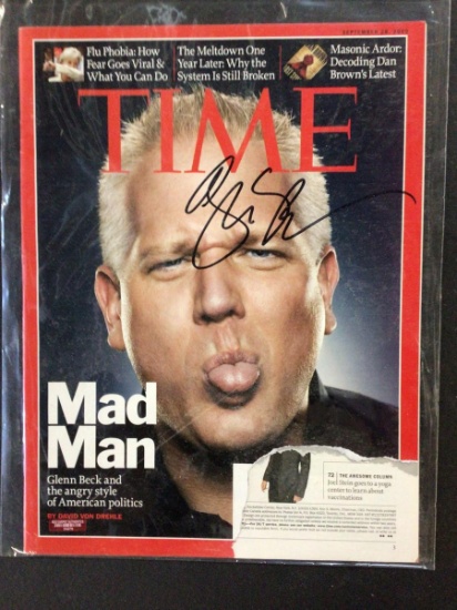 GLENN BECK SIGNED MAGAZINE WITH RED CARPET COA