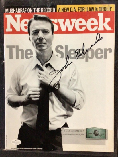 JOHN EDWARDS SIGNED MAGAZINE WITH VS COA