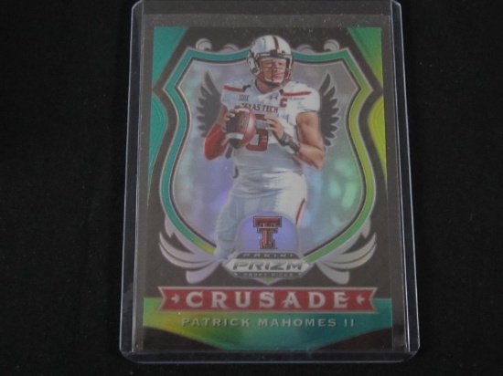 2020 PRIZM DRAFT PICKS PATRICK MAHOMES CRUSADE GREEN/YELLOW PRIZM TEXAS TECH