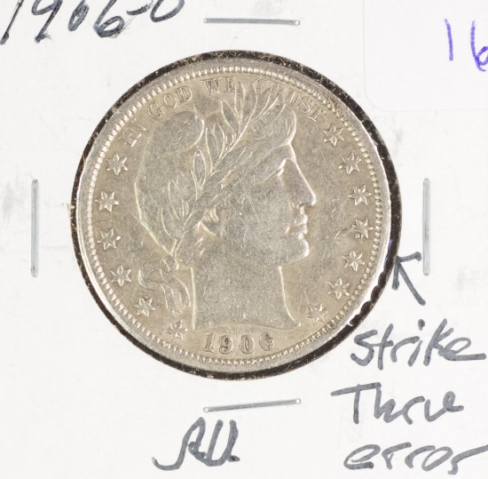 1906-O Barber Half Dollar ERROR