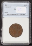 1855 Large Cent, Knob on Ear