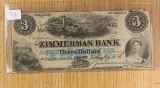 Canada: Chartered Banks  Zimmerman Bank Elgin, Ontario $3 1856 PS2068
