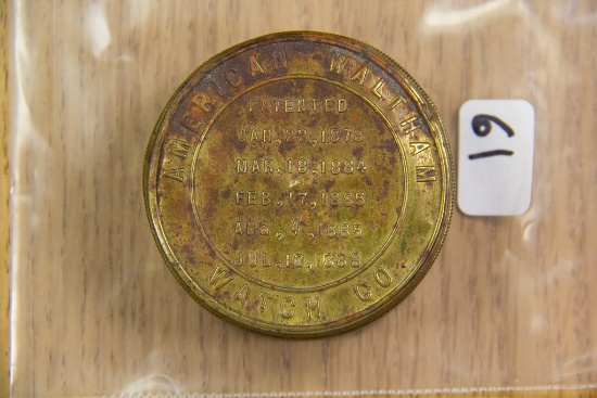 American Waltham Movement Shipping Case. Last Patent 1888