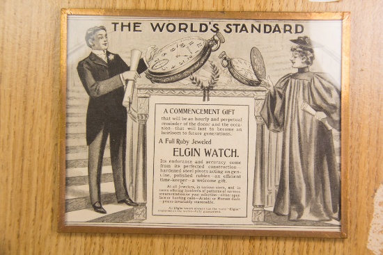 1898 Elgin ad framed in copper