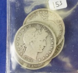 4 COIN SET: 1906 PDSO  Barber Half Dollars
