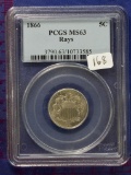 1866 Sheild Nickel with Rays MS63 PCGS