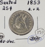 1853 Seated Liberty Quarter Arrows and Rays