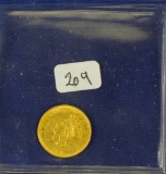 1856  Slanted 5 GOLD Dollar Type 3