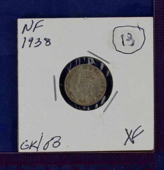 1938  Newfoundland 5 Cent Silver