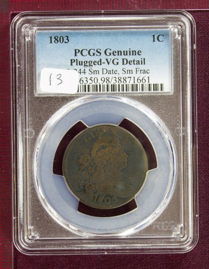 1803 Draped Bust Large Cent S-244 Small Date PCGS VG Details