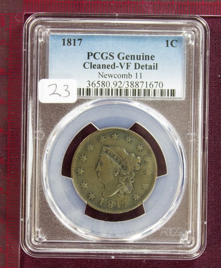 1817 Coronet Large Cent N-11 PCGS VF Details