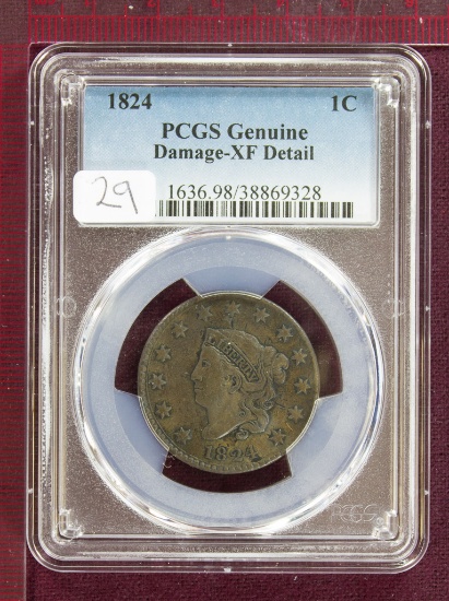 1824 Coronet Large Cent PCGS XF Details