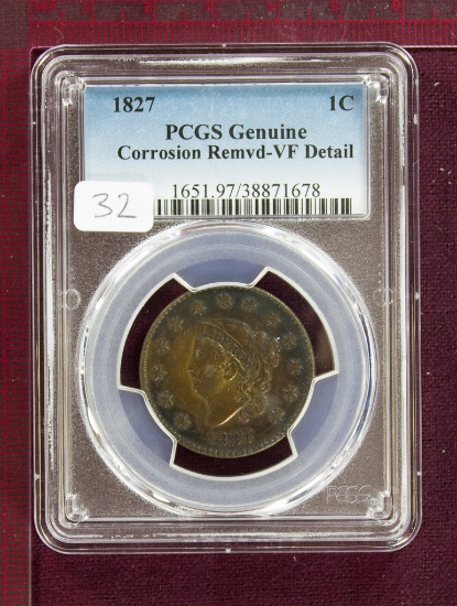 1827 Coronet Large Cent PCGS VF Details