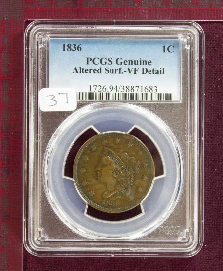 1836 Coronet Large Cent PCGS VF Details