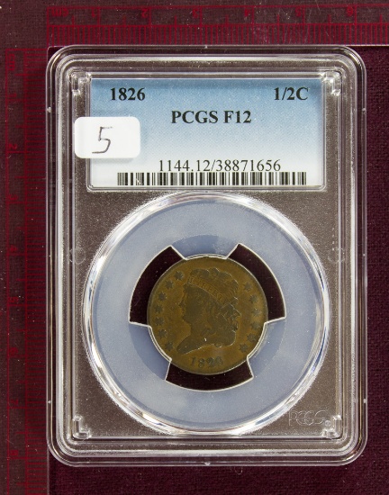 1826 Half Cent PCGS F12